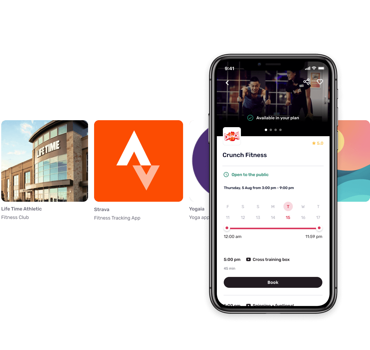 In your phone, you can choose what you want: Life Time Athletic Fitness, Club, iFeel mental health app